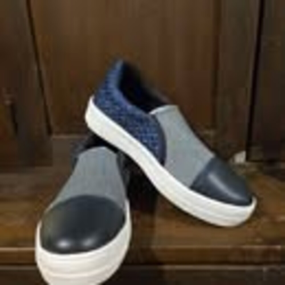 Bernie Mev Denum, tweed & leather Slip-On Sneakers